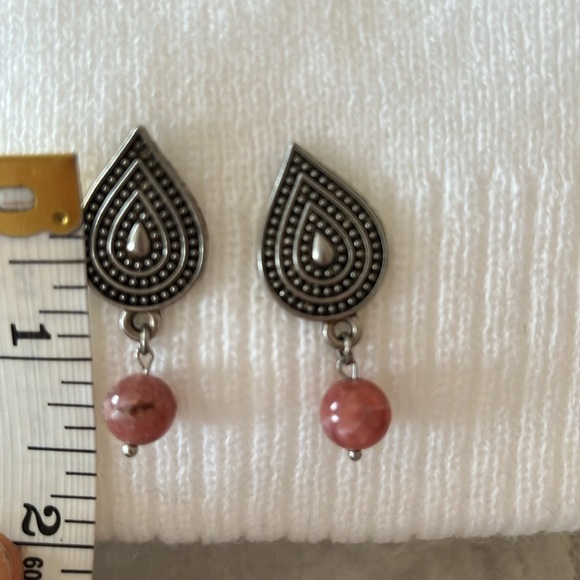 Argentina Boho Style Pink Rose Earrings rhodochrosite stone Argentine Inca Rose - Picture 3 of 11